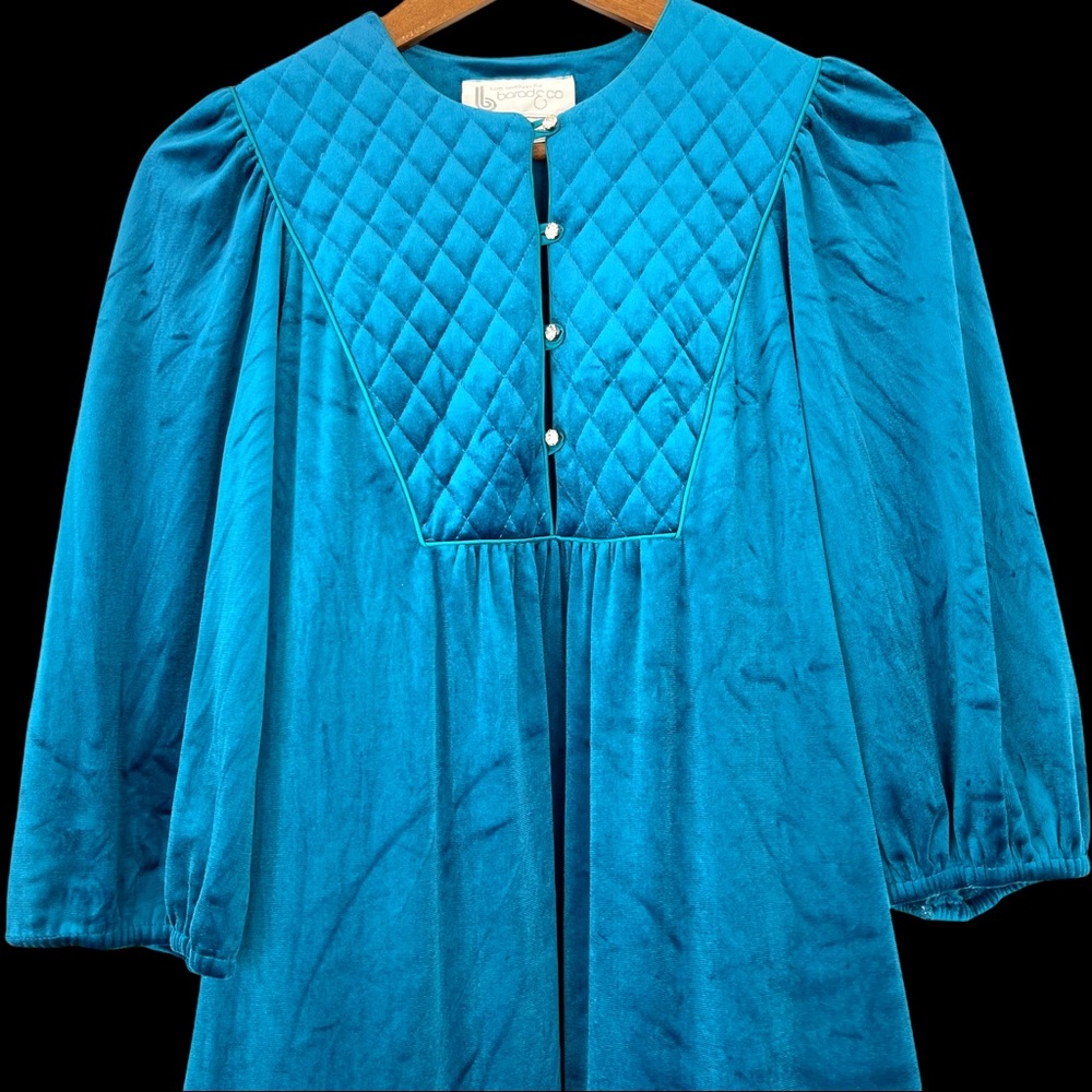 Vintage Saks Fifth Ave Tom Bezduda For Barad & Co Blue Housecoat Robe Petite